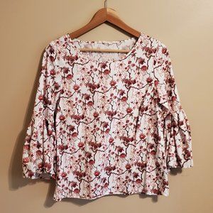 3/4 Bell Sleeve Floral Top